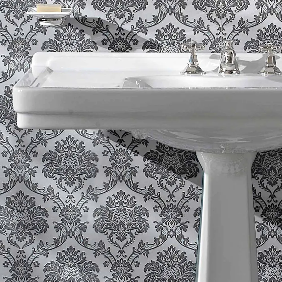 Lavabo consola sobre columna vintage en cerámica Made in Italy - Marwa viadurini