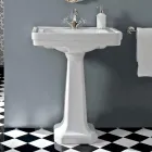Lavabo consola sobre columna vintage en cerámica Made in Italy - Marwa viadurini