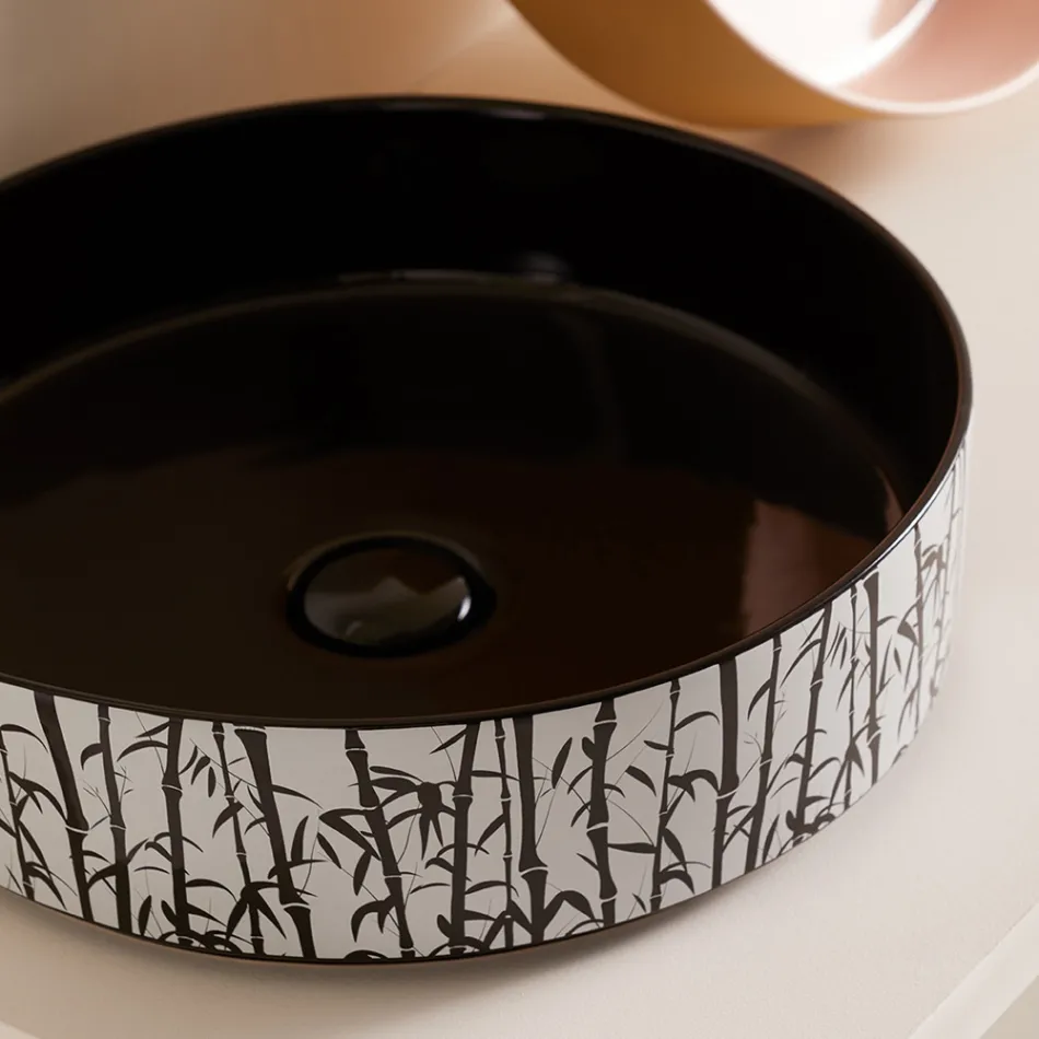 Lavabo sobre encimera para baño en gres porcelánico Made in Italy - Sobre viadurini