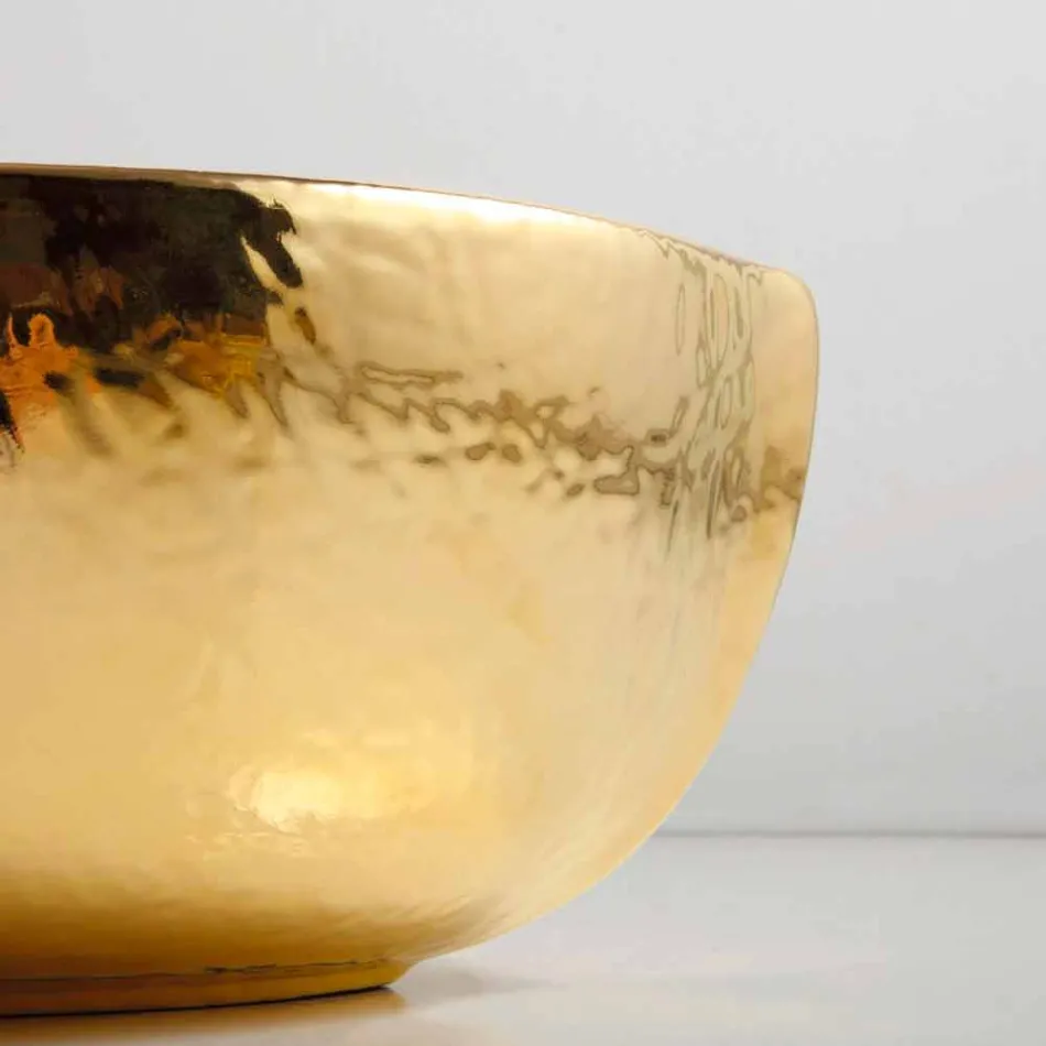 Lavabo sobre encimera de sobre encimera de cerámica y oro realizado en Italia Diseño de Oscar viadurini