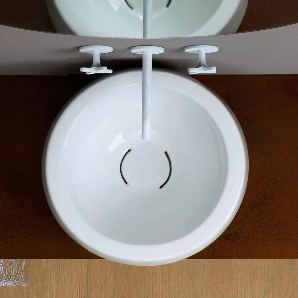 Lavabo de cerámica de diseño circular hecho en Italia Elisa viadurini