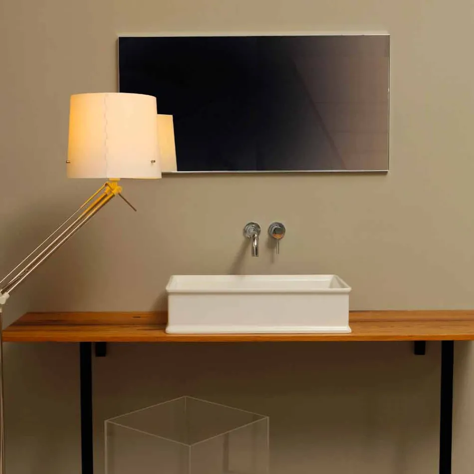 Lavabo sobre encimera con diseño de cerámica neoclásica realizado en Italia Debora viadurini