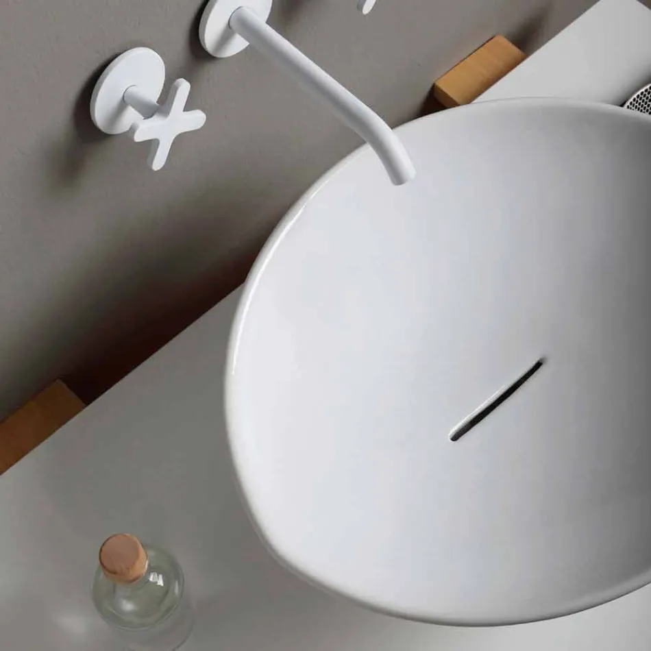 Lavabo de cerámica de diseño moderno hecho en Italia viadurini
