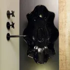 Lavabo sobre encimera de diseño negro y dorado hecho en Italia Cubo viadurini