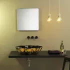 Lavabo sobre encimera de diseño negro y dorado hecho en Italia Cubo viadurini