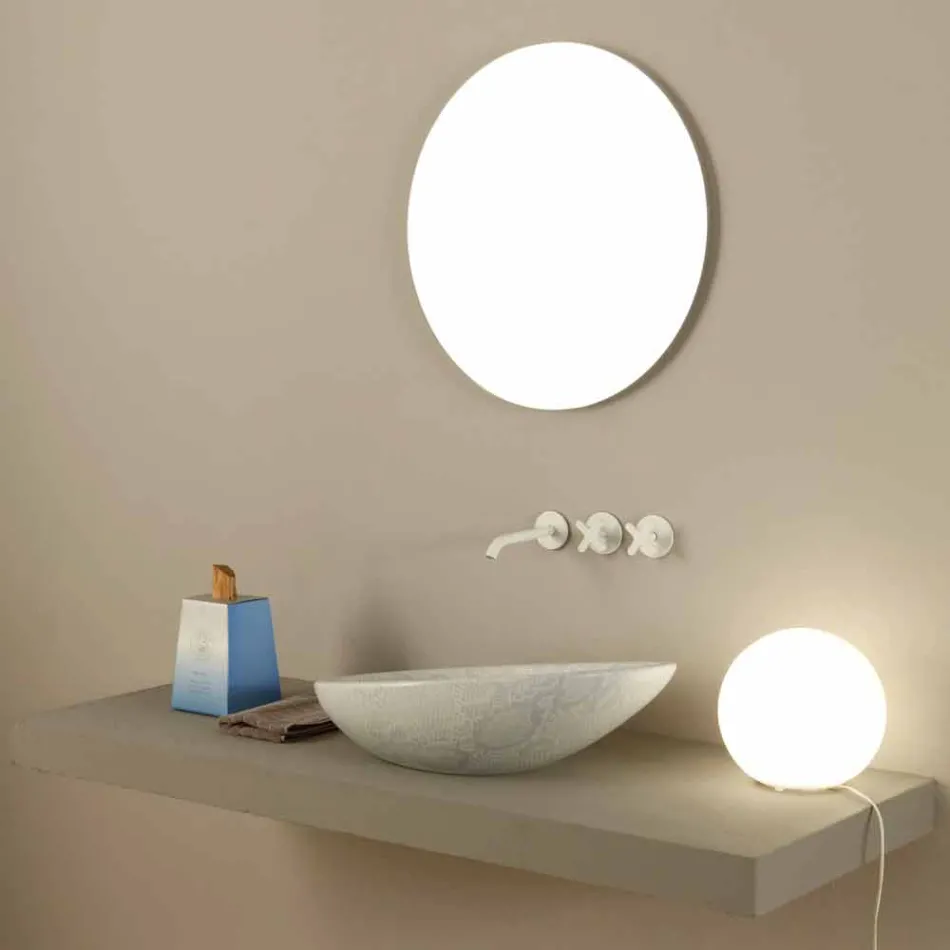 Lavabo blanco de cerámica con diseño de pitón fabricado en Italia Brillante viadurini