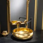 Lavabo sobre encimera de diseño raku oro hecho en Italia, Ramon viadurini