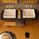 Lavabo rectangular de cerámica de diseño realizado en Italia Dalia viadurini