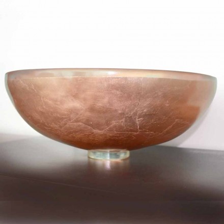 Lavabo sobre encimera de diseño en resina transparente y cobre - Salvatore viadurini