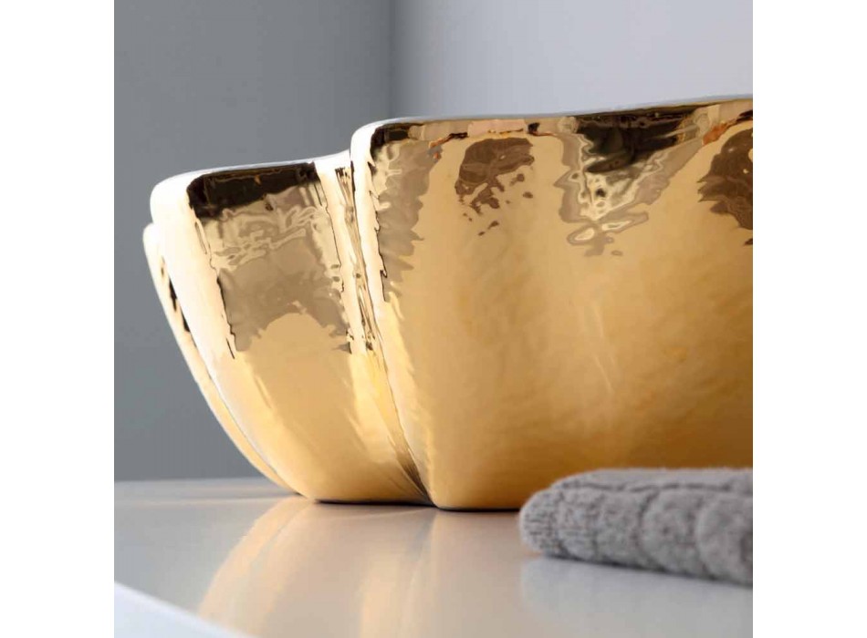 Lavabo de cerámica de diseño moderno hecho en cubo de Italia. viadurini