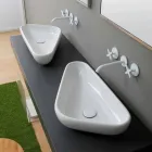 Lavabo de cerámica de diseño moderno fabricado en Italia Sofia viadurini