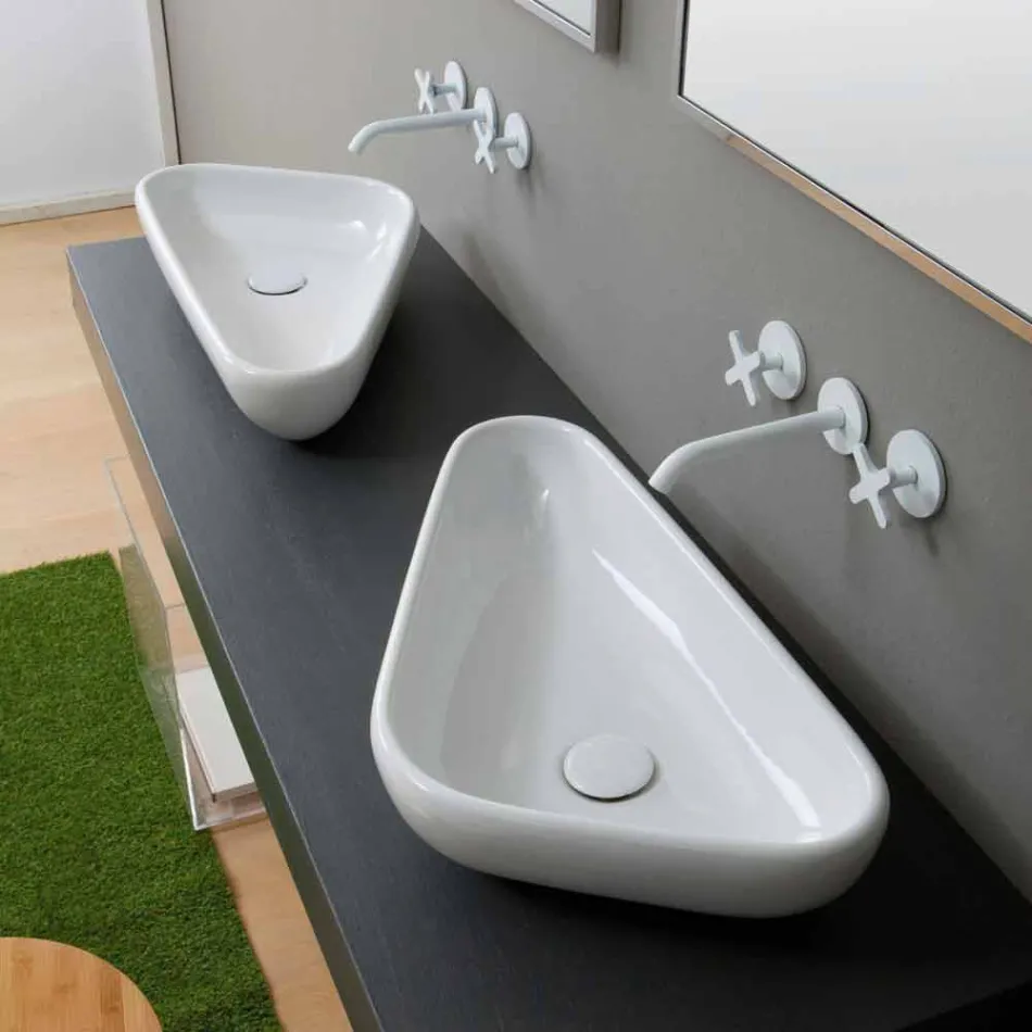 Lavabo de cerámica de diseño moderno fabricado en Italia Sofia viadurini