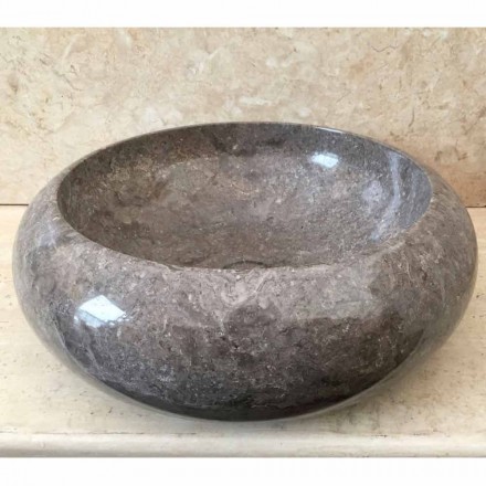 Lavabo sobre encimera de piedra natural gris Iza, pieza única. viadurini