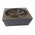 Lavabo sobre encimera cuadrado de piedra natural gris Jiny