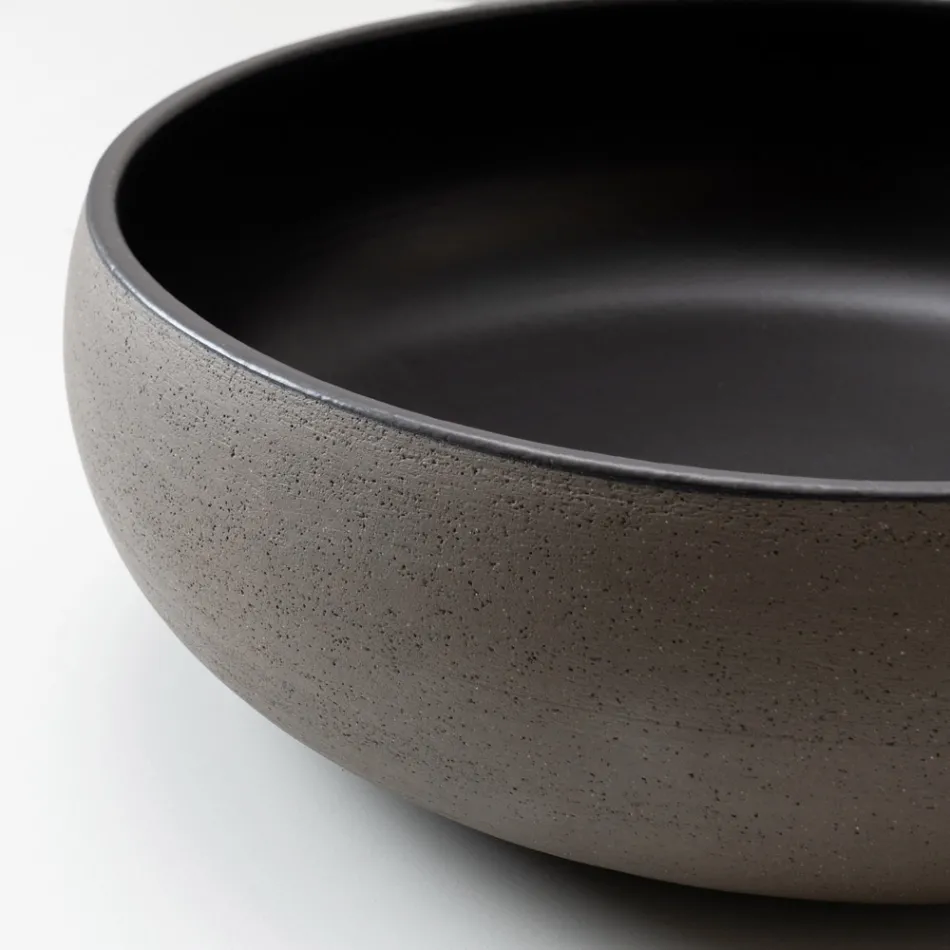 Lavabo de encimera de arcilla Raku clara u oscura torneada a mano - Prisma viadurini