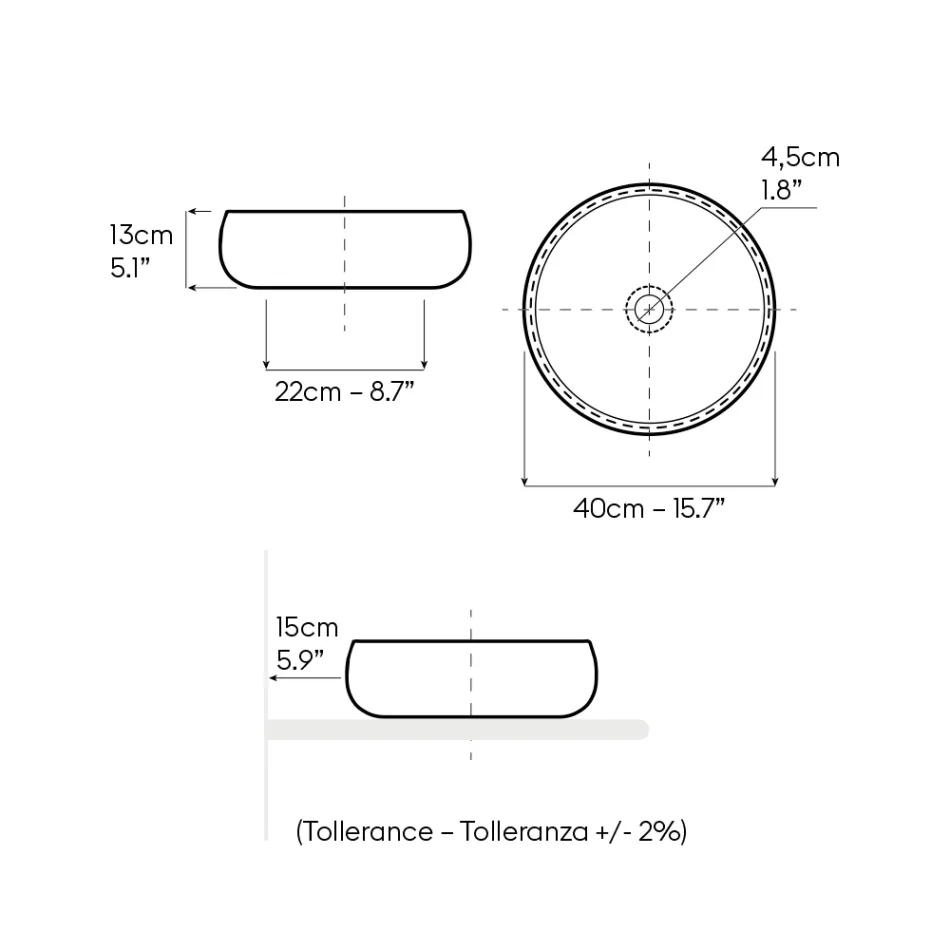 Lavabo de encimera de arcilla Raku clara u oscura torneada a mano - Prisma viadurini
