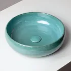 Lavabo de encimera de arcilla Raku con brillo craquelado metálico - Prisma viadurini