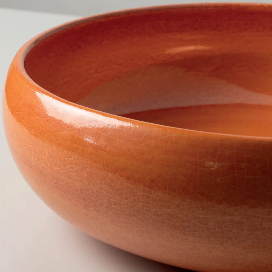 Lavabo de encimera de arcilla Raku con brillo craquelado metálico - Prisma viadurini