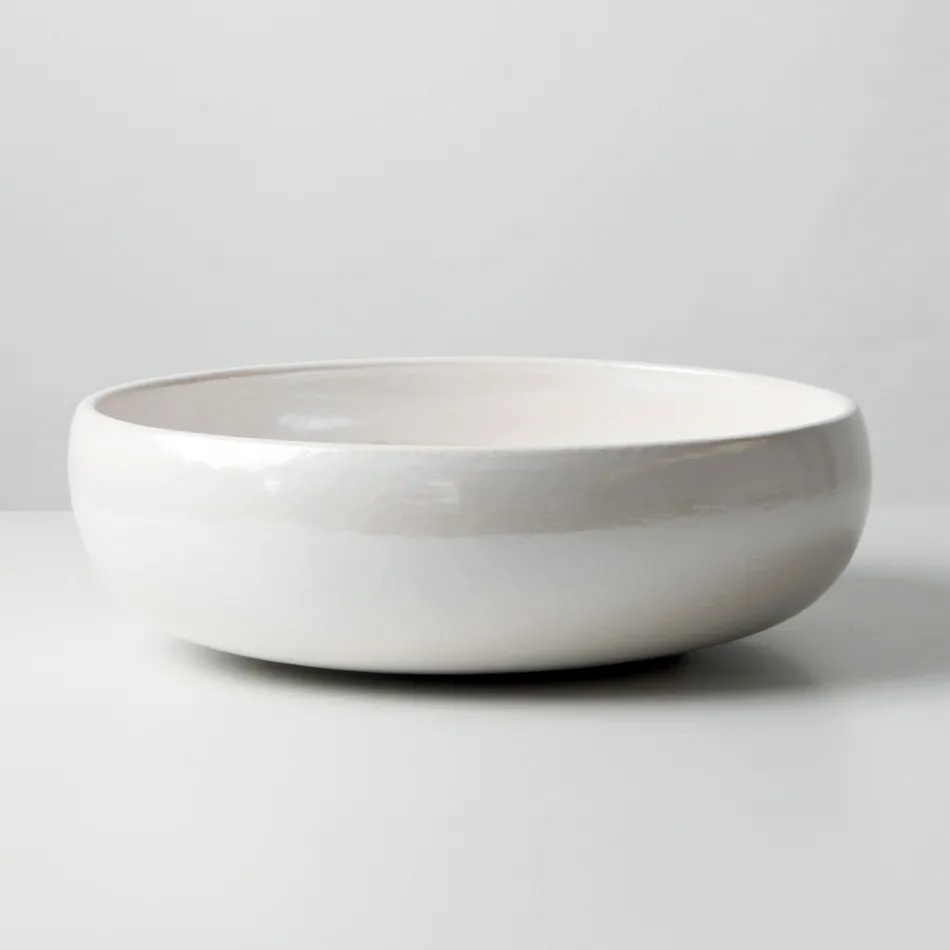 Lavabo de encimera de arcilla Raku con brillo craquelado metálico - Prisma viadurini