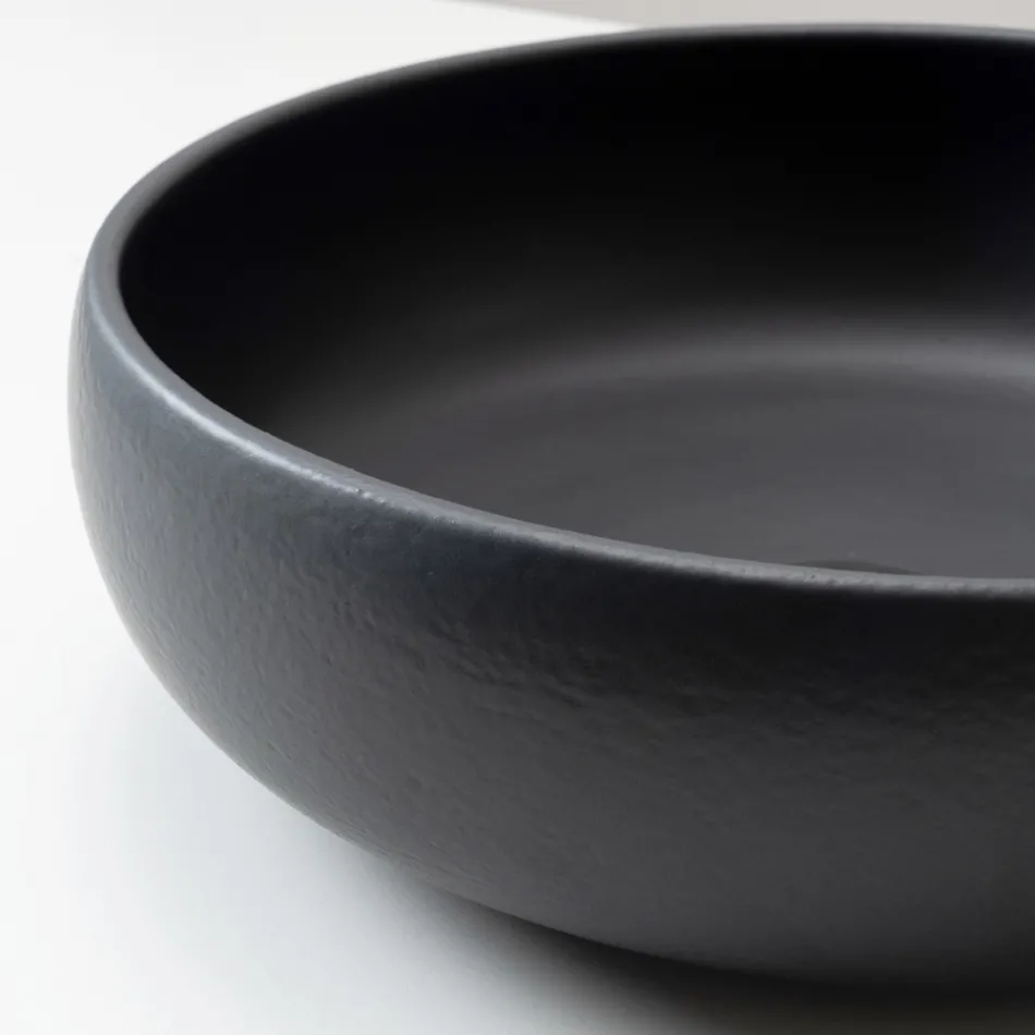 Lavabo de encimera de arcilla Raku con brillo craquelado metálico - Prisma viadurini