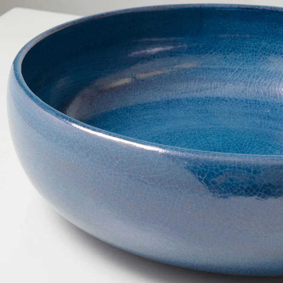 Lavabo de encimera de arcilla Raku con brillo craquelado metálico - Prisma viadurini