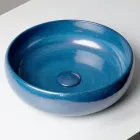 Lavabo de encimera de arcilla Raku con brillo craquelado metálico - Prisma viadurini