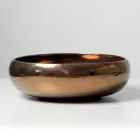 Lavabo de encimera de arcilla raku metálica torneada a mano - Prisma viadurini