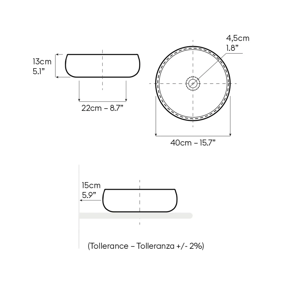 Lavabo de encimera de arcilla raku metálica torneada a mano - Prisma viadurini