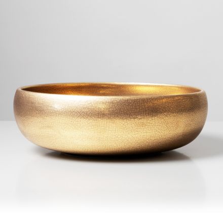 Lavabo de encimera de arcilla raku metálica torneada a mano - Prisma viadurini