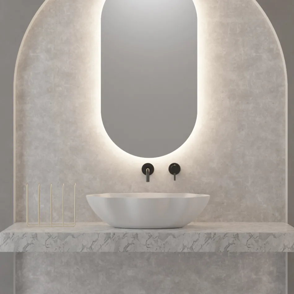 Lavabo sobre encimera de cerámica coloreada en diferentes acabados L 65 cm - Cube viadurini