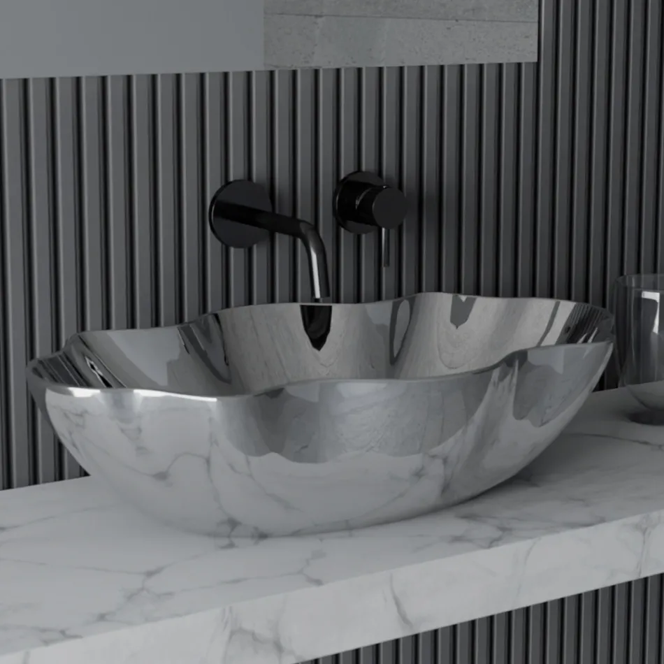 Lavabo sobre encimera de cerámica coloreada en diferentes acabados L 65 cm - Cube viadurini