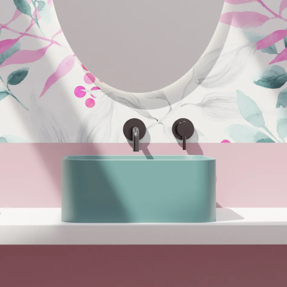 Lavabo sobre encimera de cerámica con desagüe incluido Made in Italy - Caja viadurini