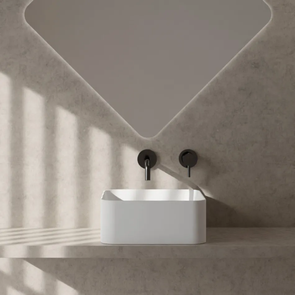 Lavabo sobre encimera de cerámica con desagüe incluido Made in Italy - Caja viadurini