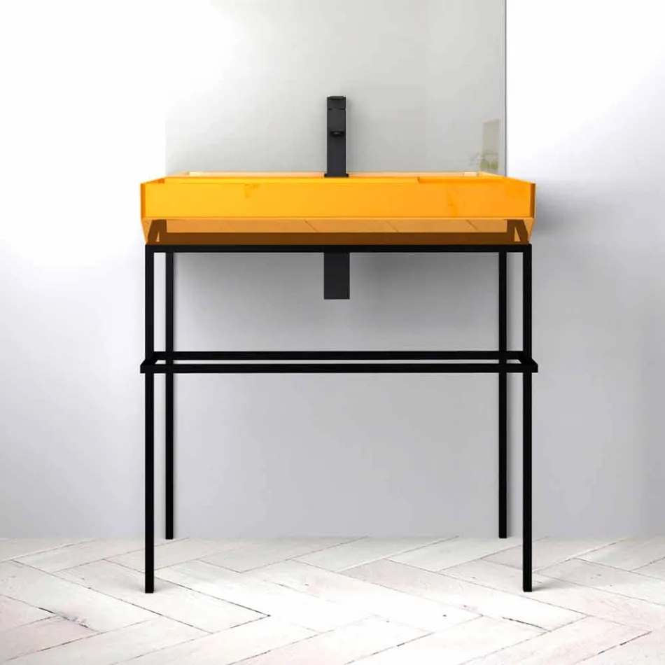 Lavabo sobre encimera de cerámica hecho en Italia, Viviano viadurini