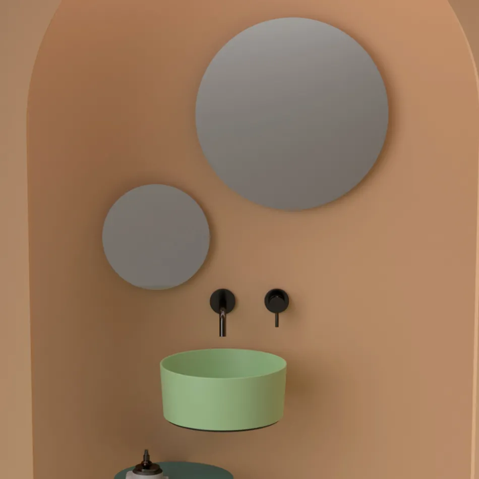 Lavabo sobre encimera de cerámica en diferentes acabados Made in Italy - Balls viadurini