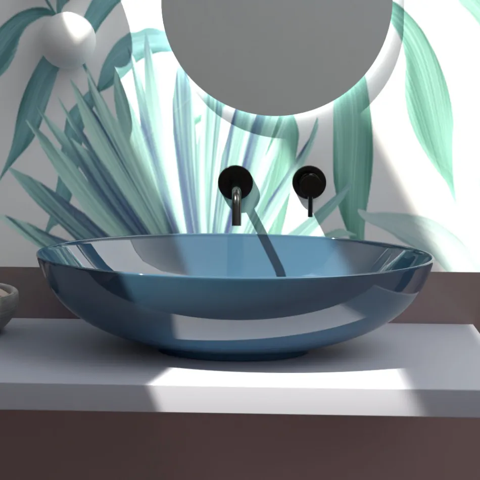 Lavabo sobre encimera de cerámica brillante o mate Made in Italy - Ferry viadurini