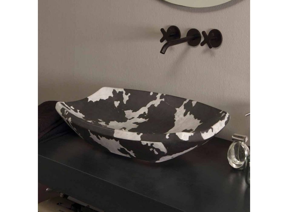 Lavabo sobre encimera en cerámica moteada de diseño made in Italy Laura viadurini