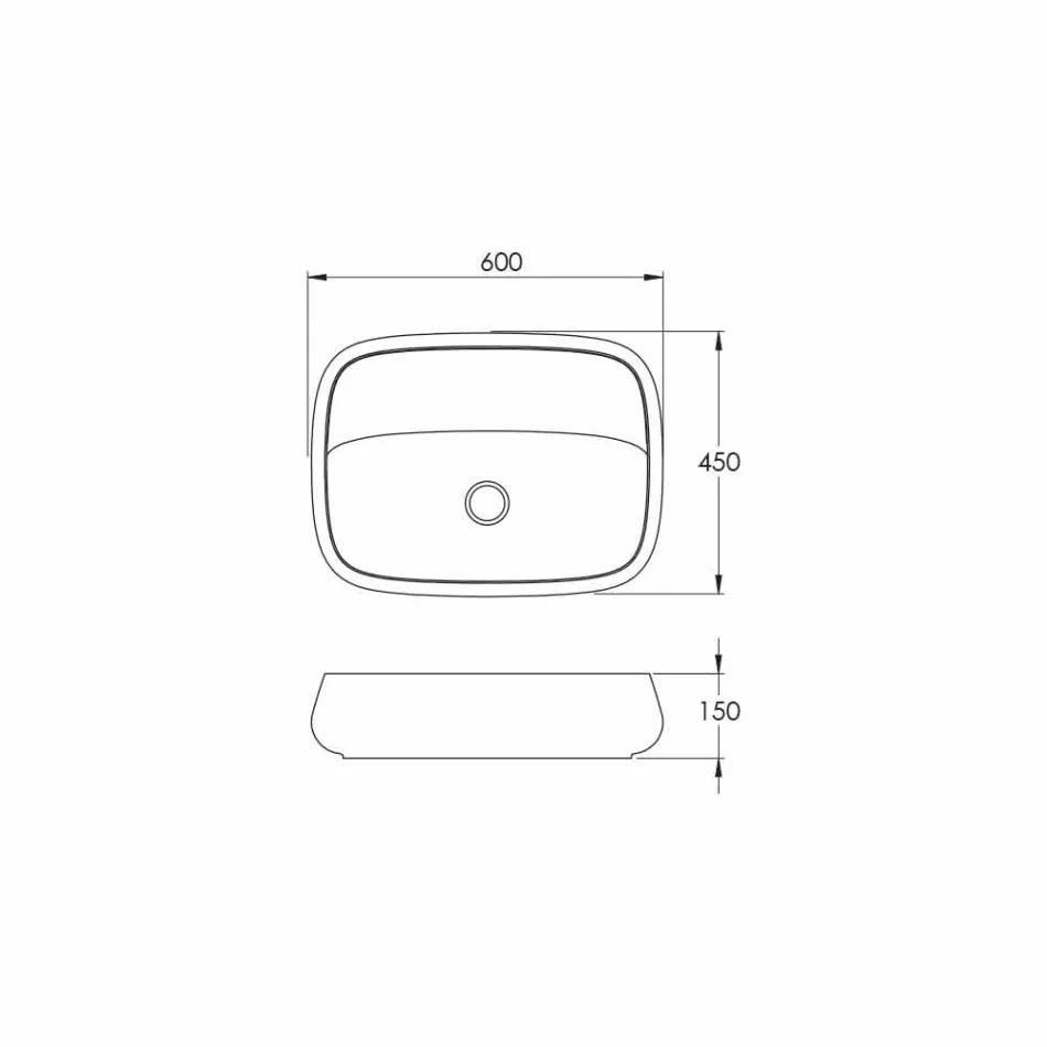 Lavabo sobre encimera de cerámica moderno hecho en Italia, Gaiola viadurini