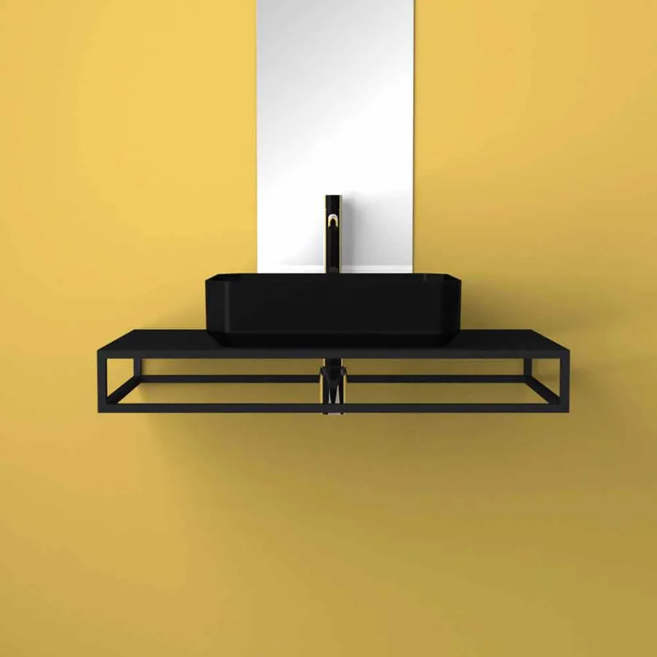 Lavabo de encimera de cerámica moderno hecho en Italia, Zulimo viadurini