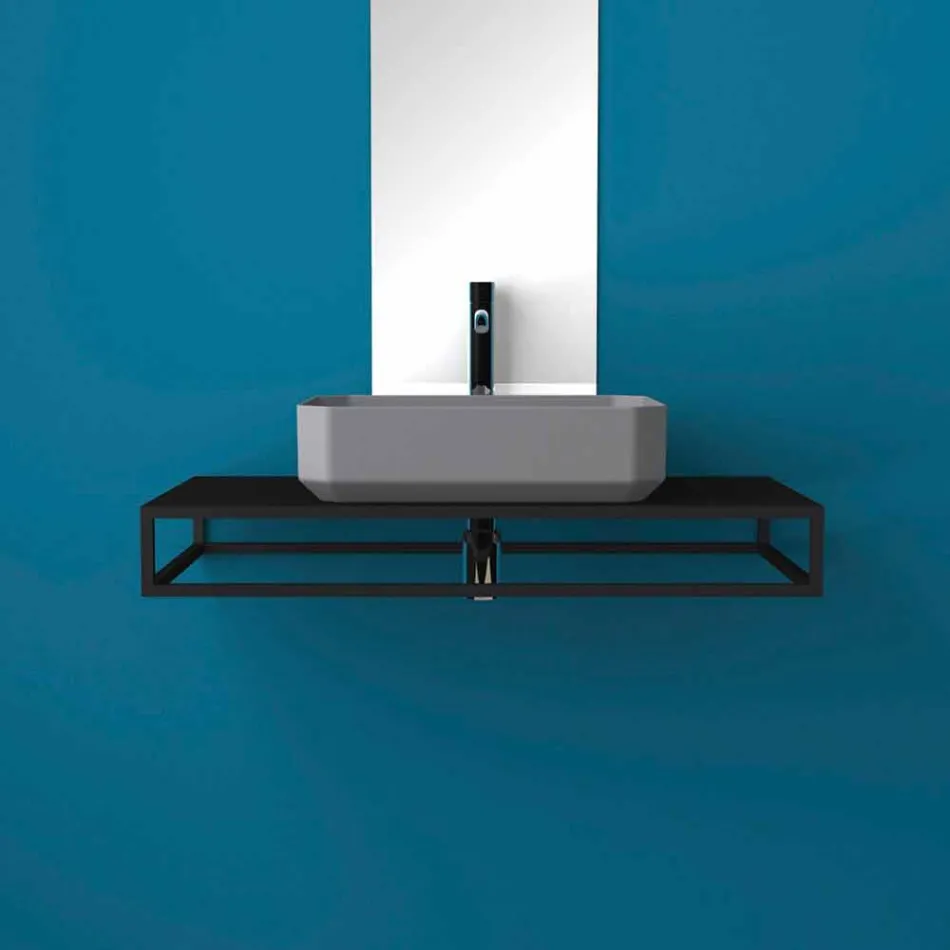 Lavabo de encimera de cerámica moderno hecho en Italia, Zulimo viadurini