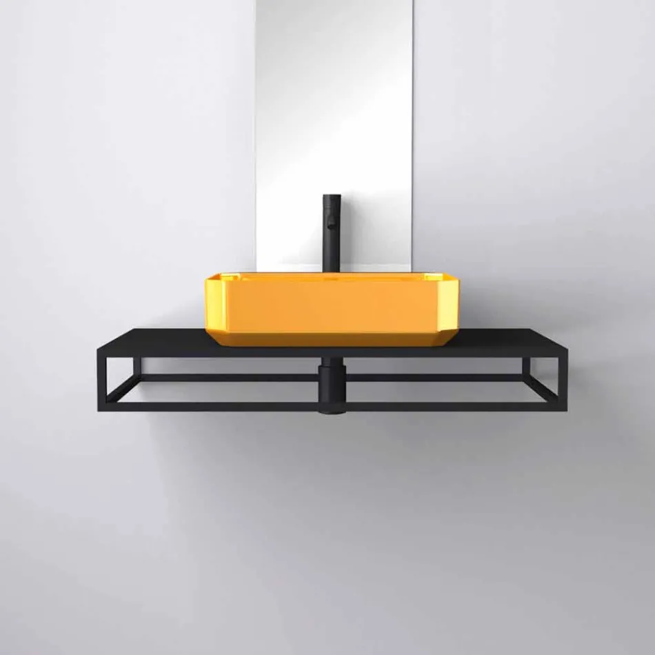 Lavabo de encimera de cerámica moderno hecho en Italia, Zulimo viadurini