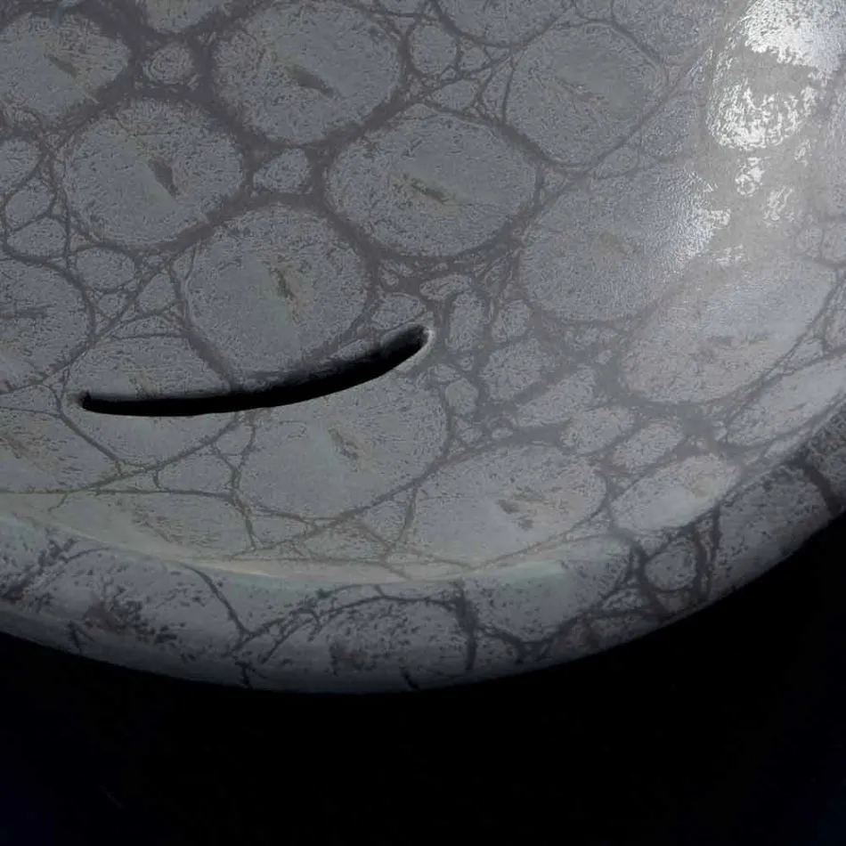 Lavabo sobre encimera de cerámica de coco gris estampado hecho en Italia Glossy viadurini