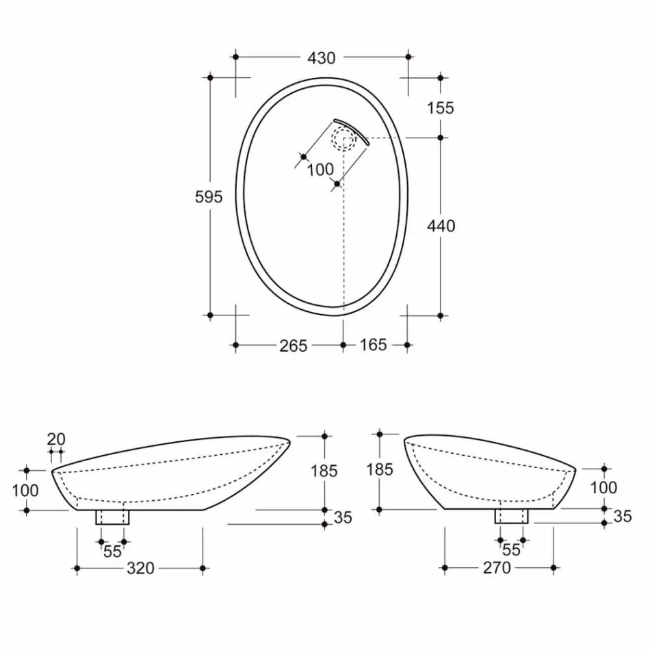 Lavabo sobre encimera de cerámica de coco gris estampado hecho en Italia Glossy viadurini