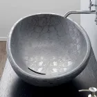 Lavabo sobre encimera de cerámica de coco gris estampado hecho en Italia Glossy viadurini