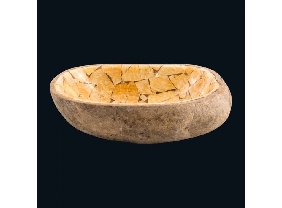Lavabo en guijarros y piedra de ónice Kelvin, de una sola pieza viadurini