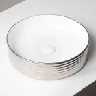 Lavabo sobre encimera de gres porcelánico ondulado fabricado en Italia - Vibrazione viadurini