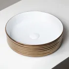 Lavabo sobre encimera de gres porcelánico ondulado fabricado en Italia - Vibrazione viadurini