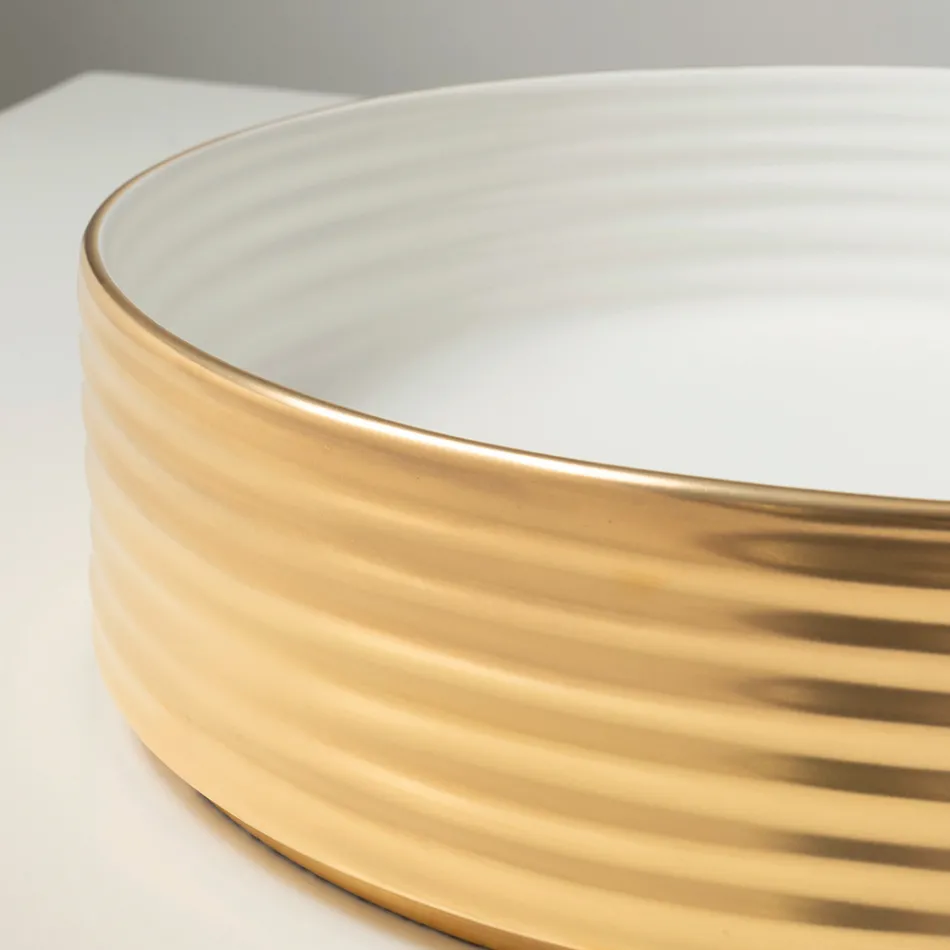 Lavabo sobre encimera de gres porcelánico ondulado fabricado en Italia - Vibrazione viadurini