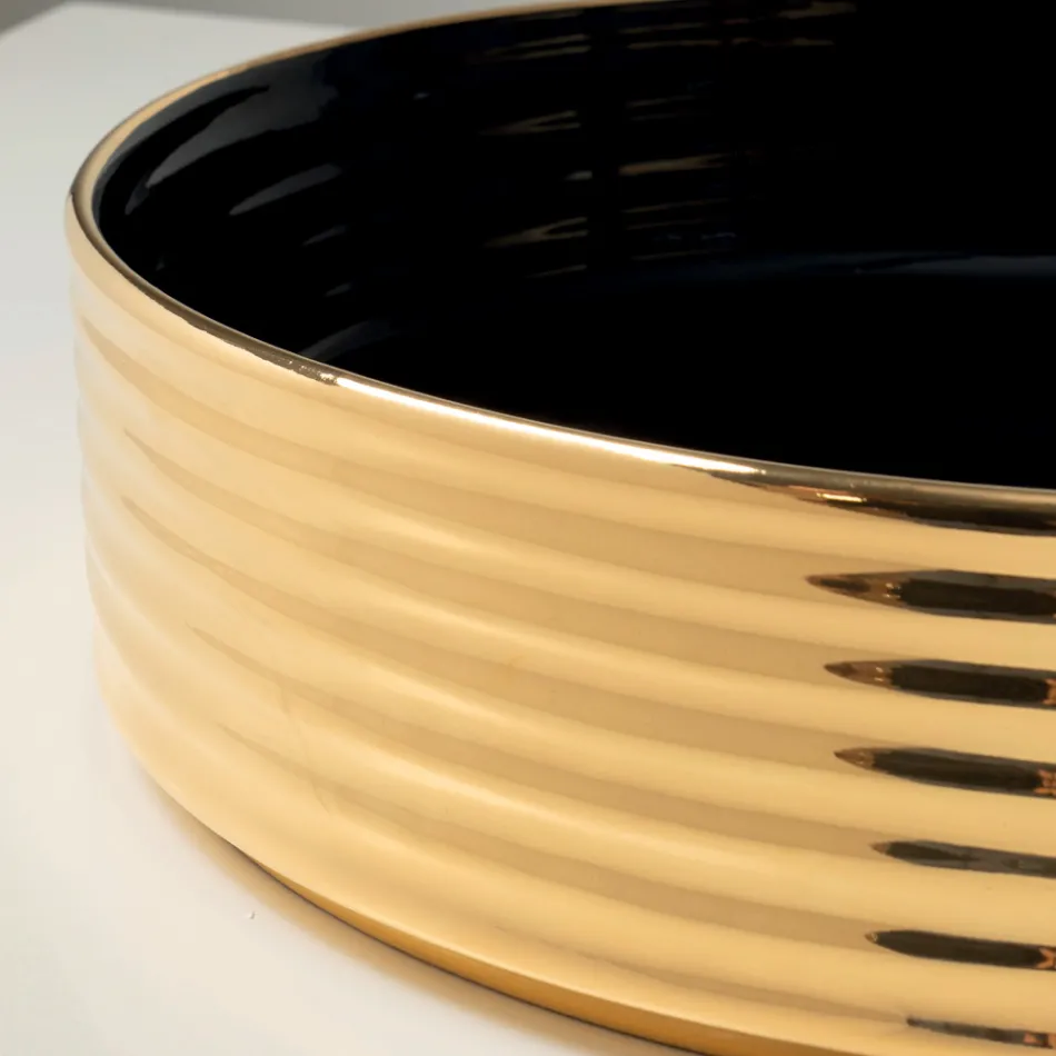 Lavabo sobre encimera de gres porcelánico ondulado fabricado en Italia - Vibrazione viadurini