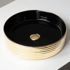 Lavabo sobre encimera de gres porcelánico ondulado fabricado en Italia - Vibrazione viadurini